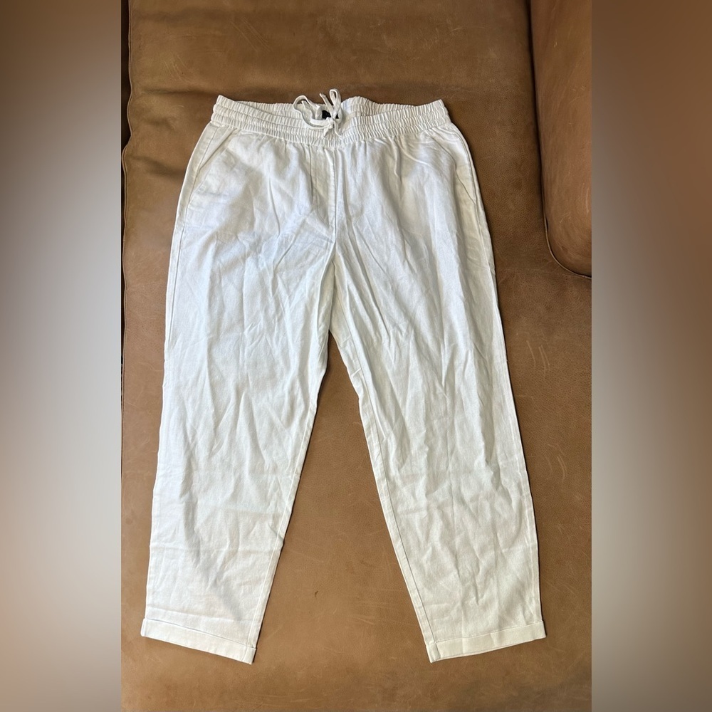 J. Crew Linen-Cotton Blend Drawstring Pants White Size 14